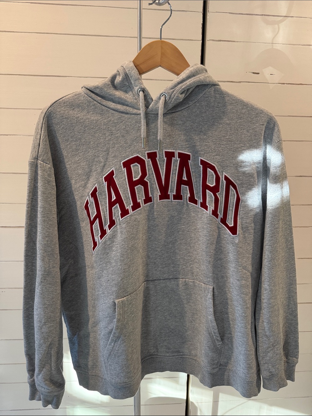 Harvard Grey Hooded Sweatshirt with Red Lettering
